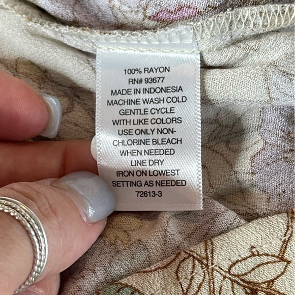 A.N.A. Cottagecore Prairie Woman’s 3/4 Sleeve Dress Cream Floral Large NWT - Picture 10 of 15